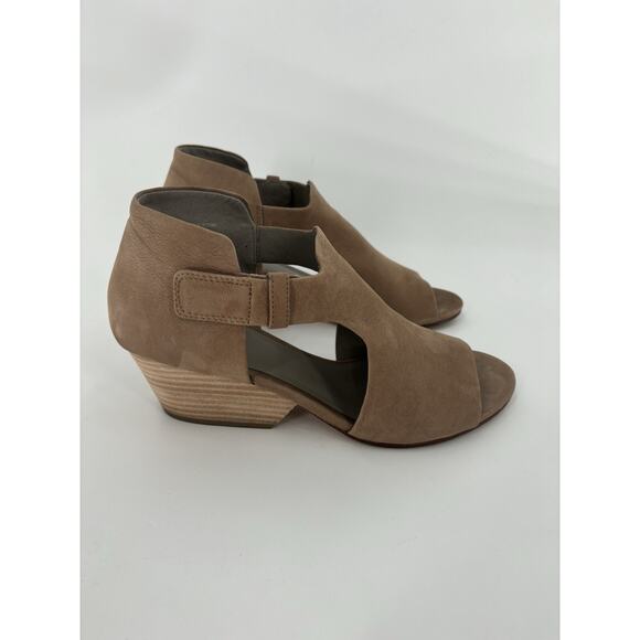 Eileen Fisher Shoes - Eileen Fisher Iris Sandals Womens 8.5 Brown Leather Peep Toe Cut Out Casual Heel